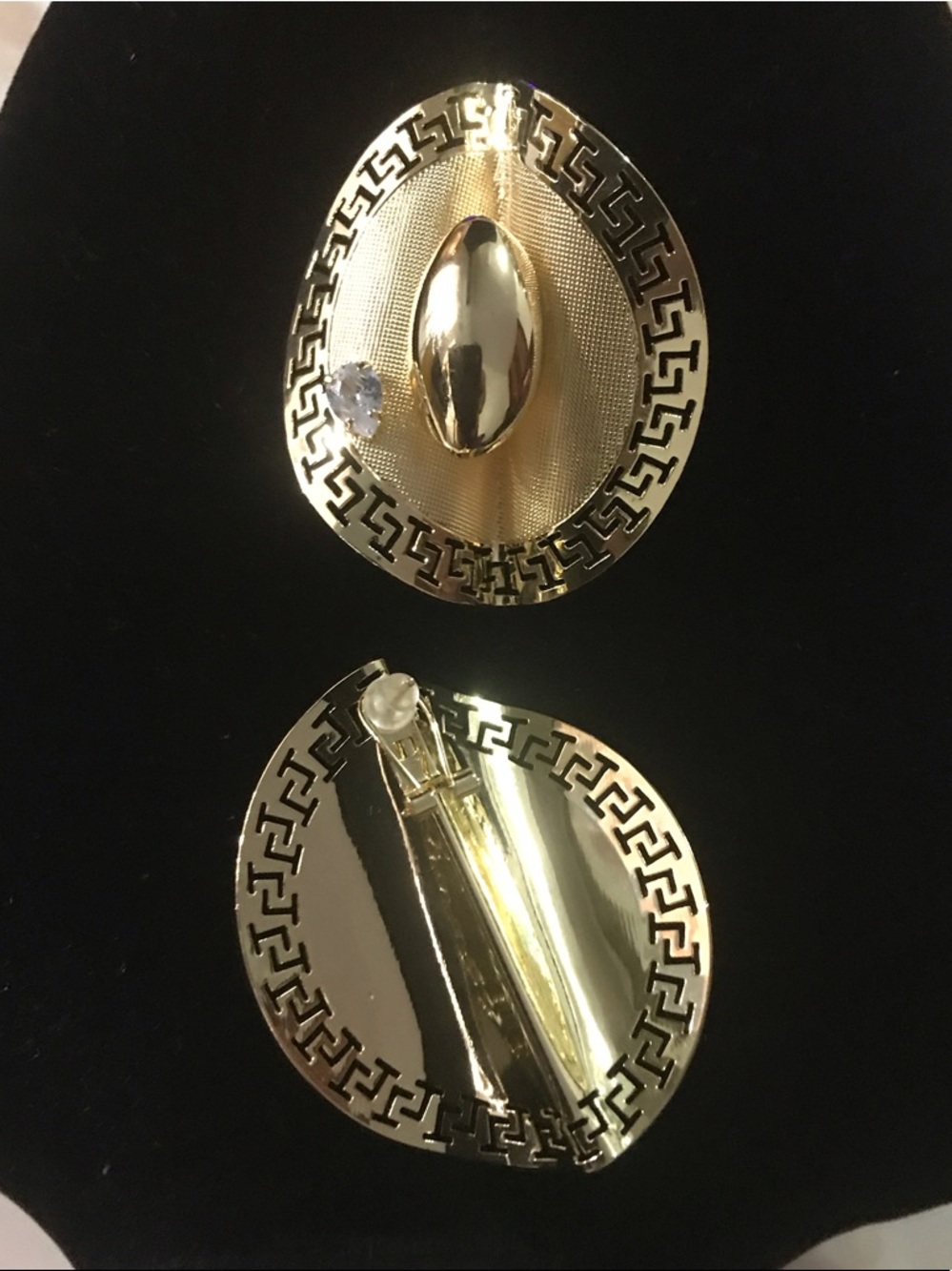 Gold Oval Decorative Barrette earrings